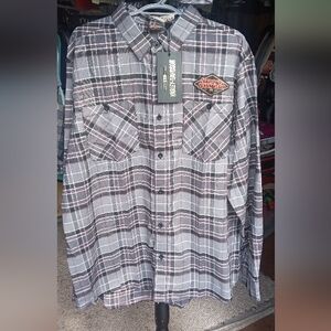 120th anniversary edition Harley Davidson button-down long sleeve flannel shirt
